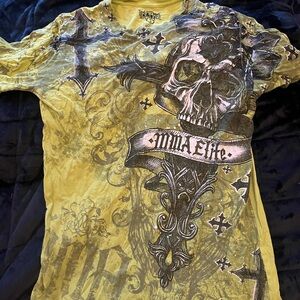 MMA ELITE bright green Skull Graphic Tee